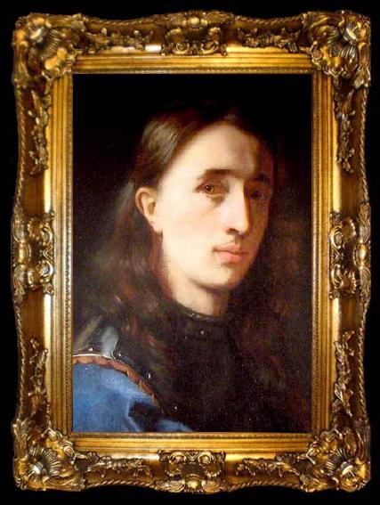 framed  Johann Michael Rottmayr Self Portrait in a Blue Coat with Cuirass, ta009-2